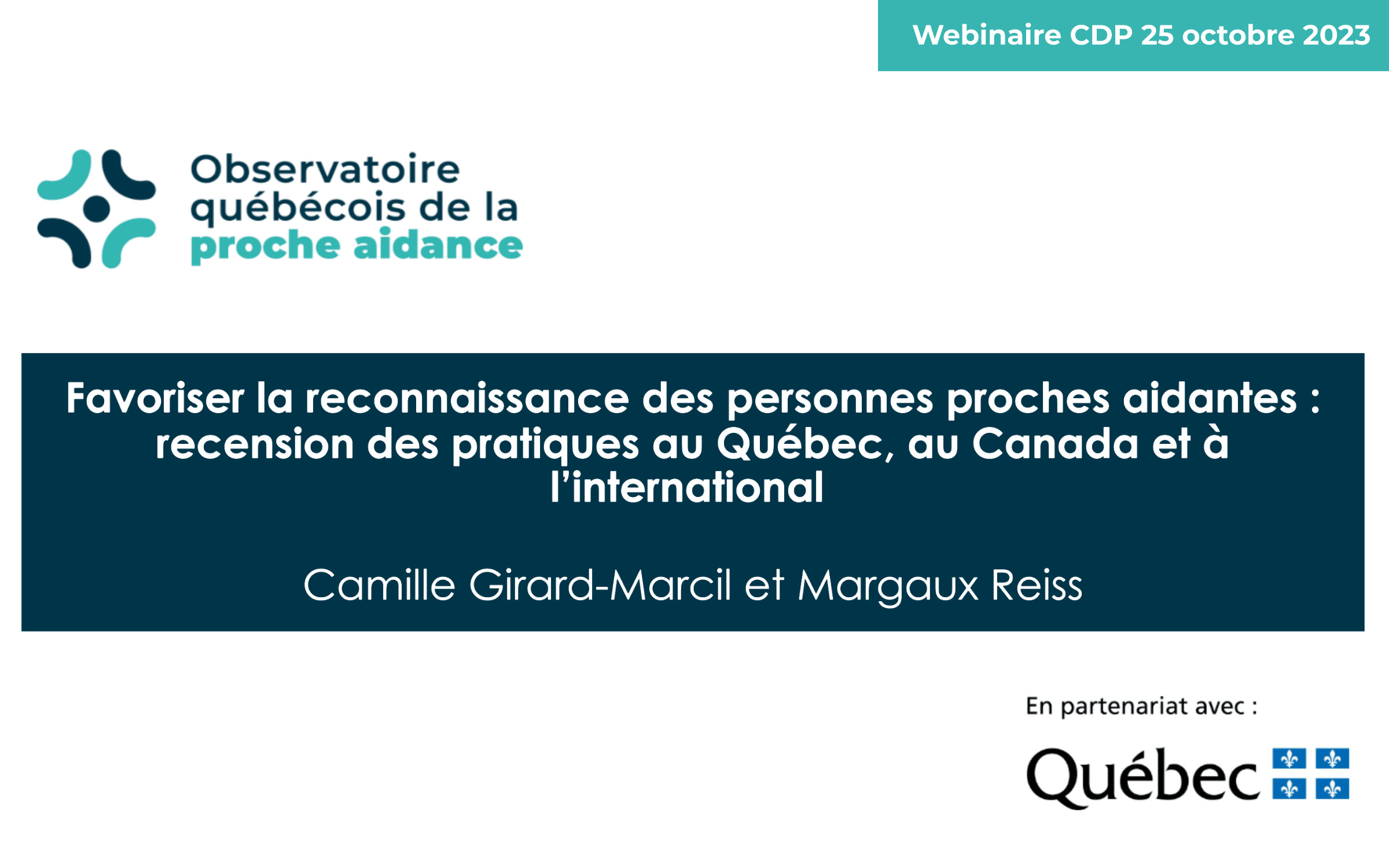 Webinar: Promoting the Recognition of Caregivers: A Review of Practices in Quebec, Canada, and Abroad