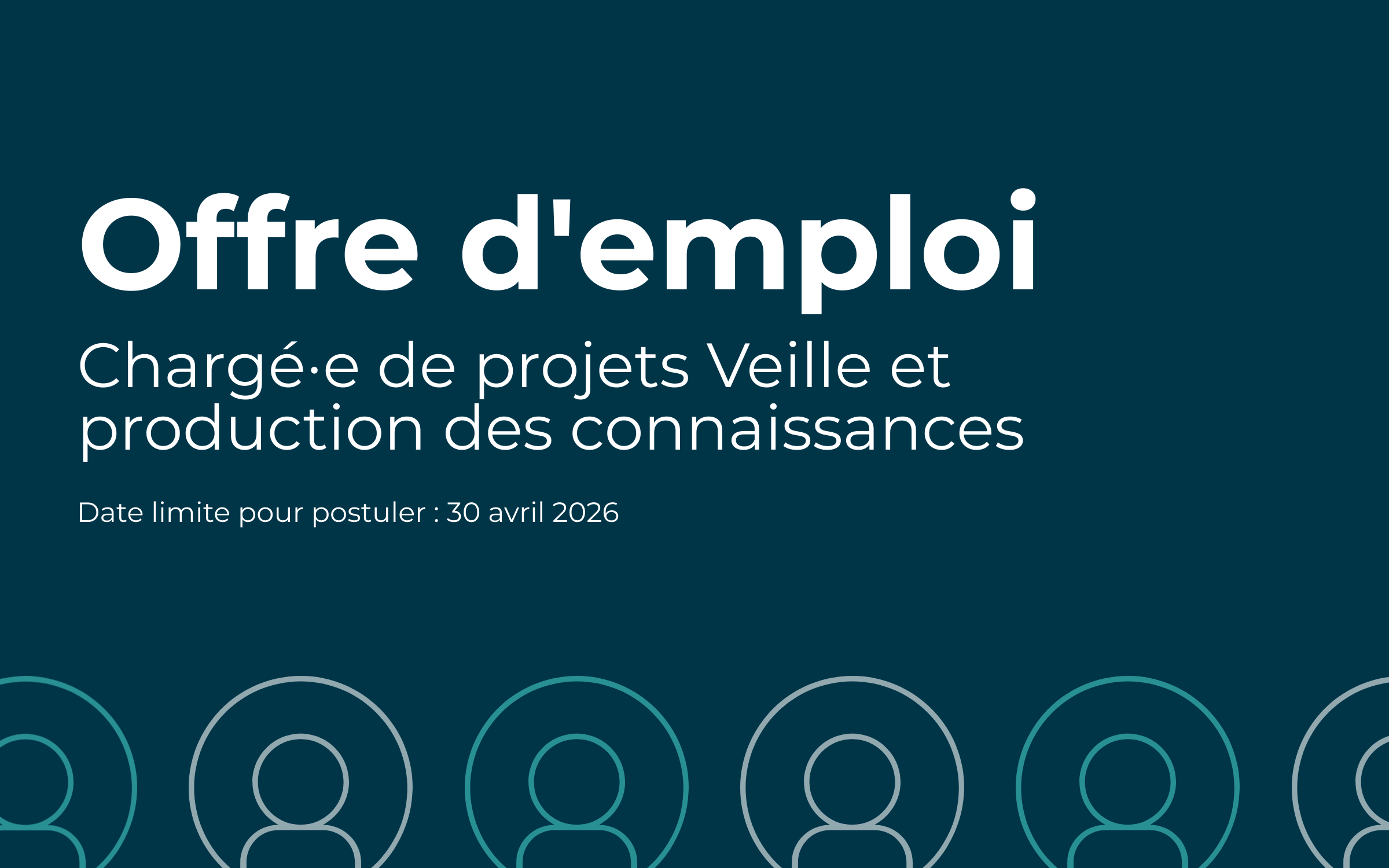 Offre d’emploi : Agent·e de planification de programmation et de recherche (chargé·e de projets Veille et production des connaissances)